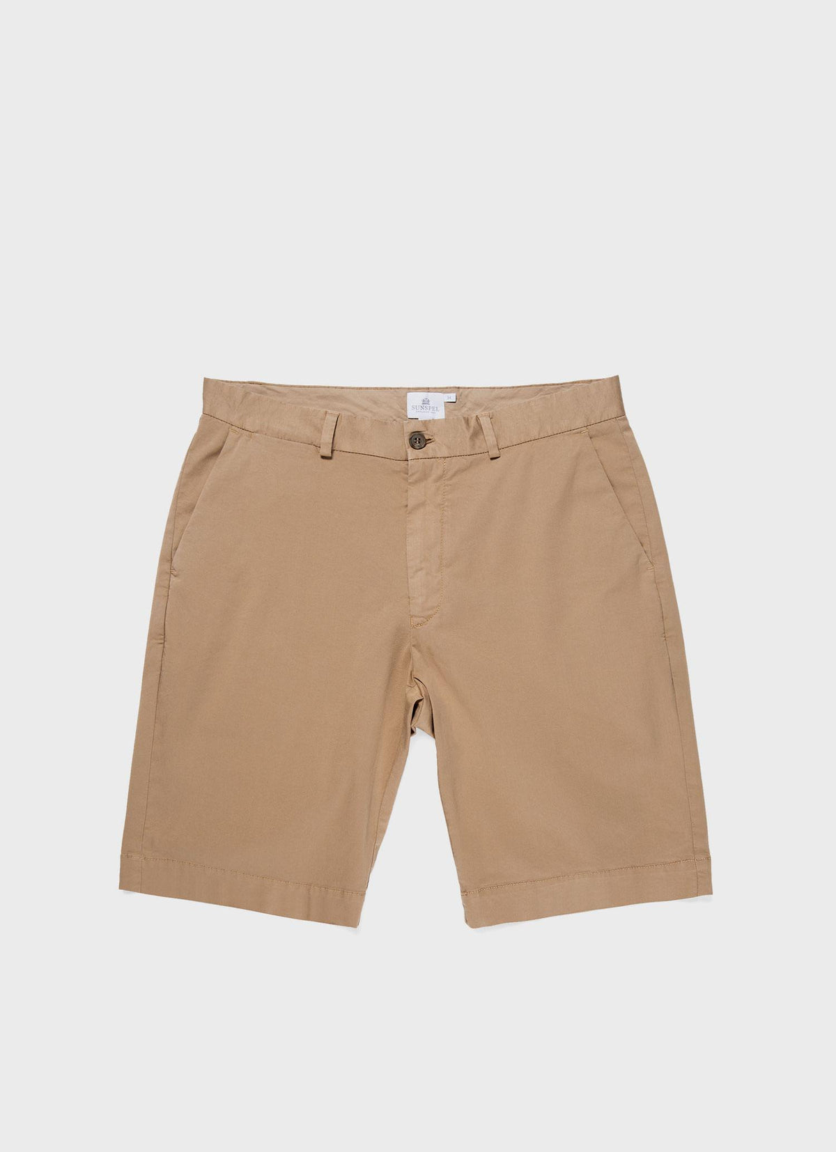 Mens Stretch Cotton Twill Chino Shorts In Stone