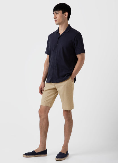 Mens Stretch Cotton Twill Chino Shorts In Stone
