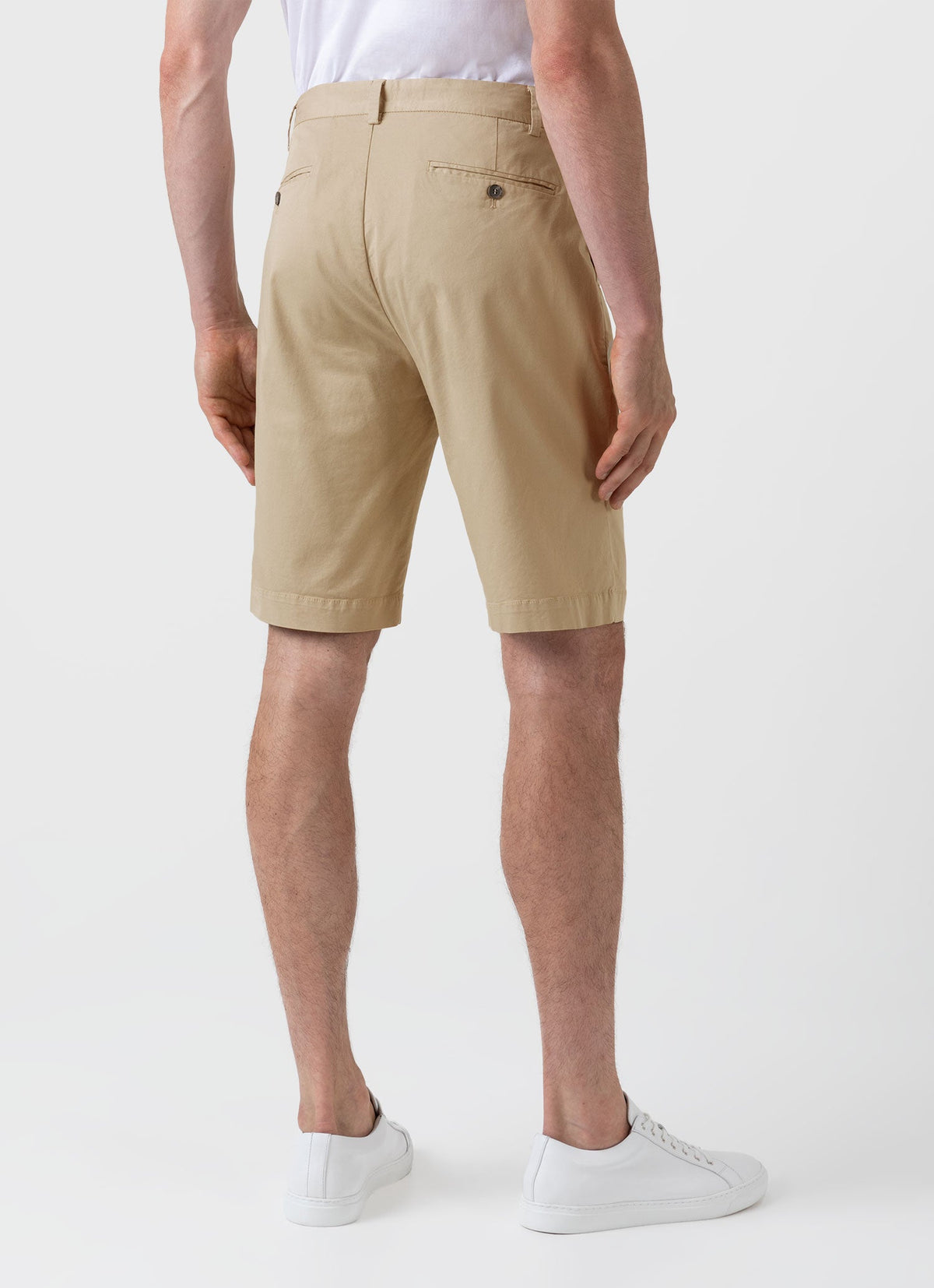 Mens Stretch Cotton Twill Chino Shorts In Stone
