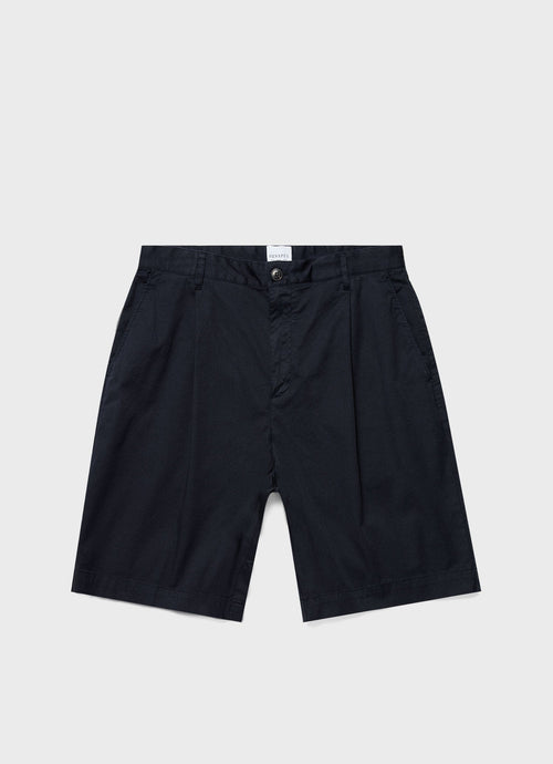 Men S Pleated Twill Short In Navy Mshr3509 Buaa