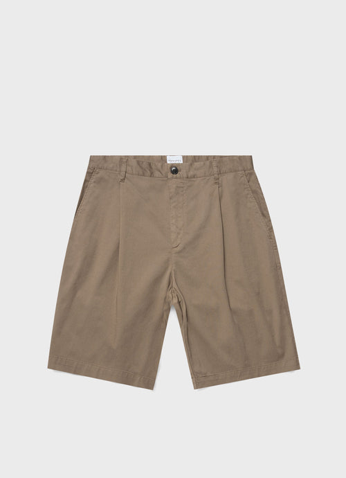 Men S Pleated Twill Short In Dark Stone Mshr3509 Whdc