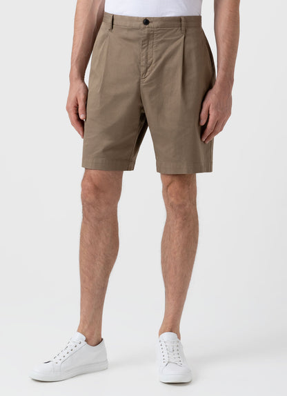 Men S Pleated Twill Short In Dark Stone Mshr3509 Whdc