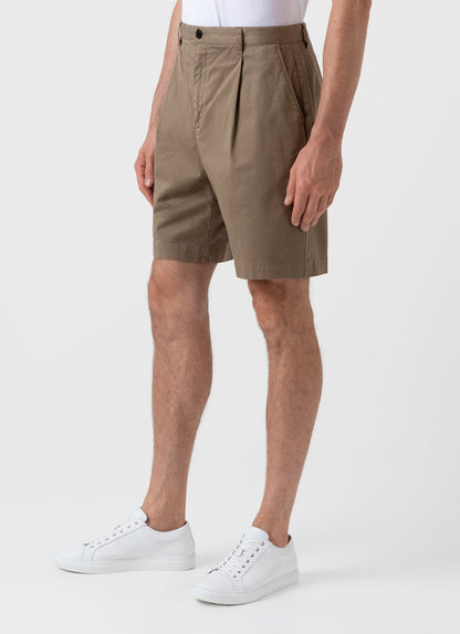 Men S Pleated Twill Short In Dark Stone Mshr3509 Whdc