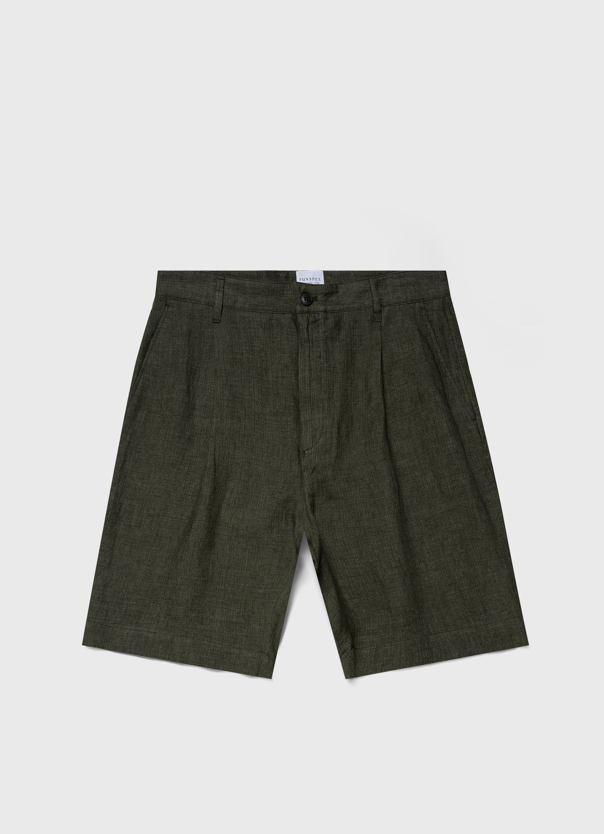 Mens Pleated Linen Short In Hunter Green Mshr3510 Gngc