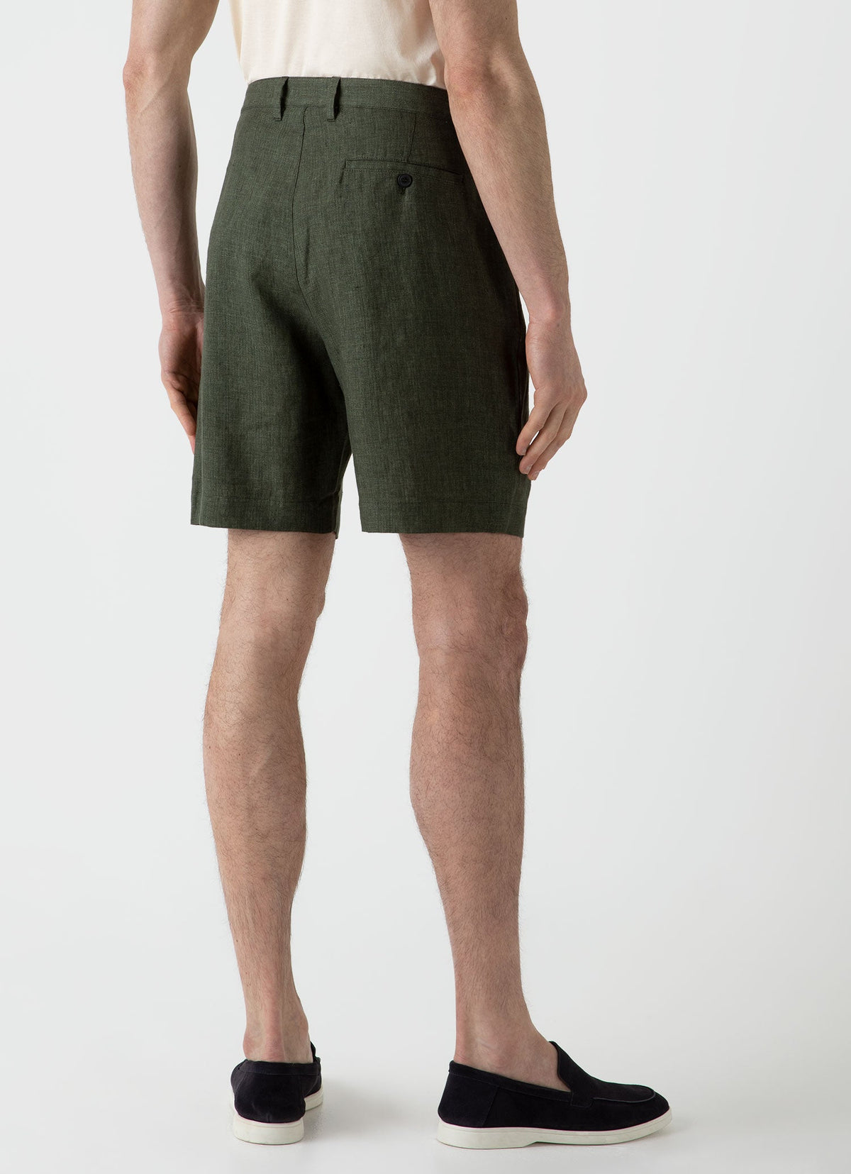 Mens Pleated Linen Short In Hunter Green Mshr3510 Gngc