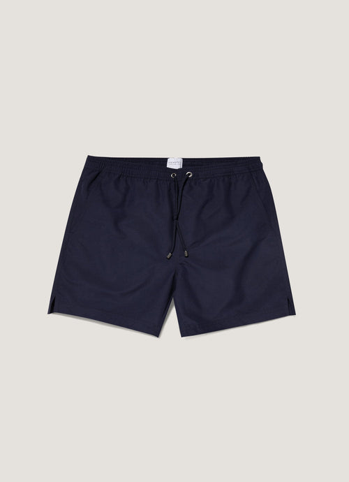 Mens Upcycled Marine Plastic Drawstring Swim Short In Navy 1