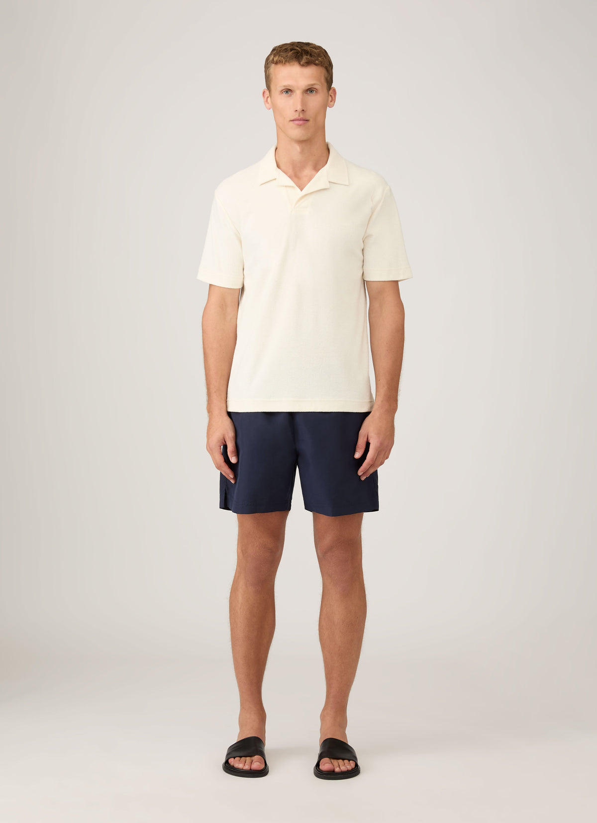Mens Upcycled Marine Plastic Drawstring Swim Short In Navy 1