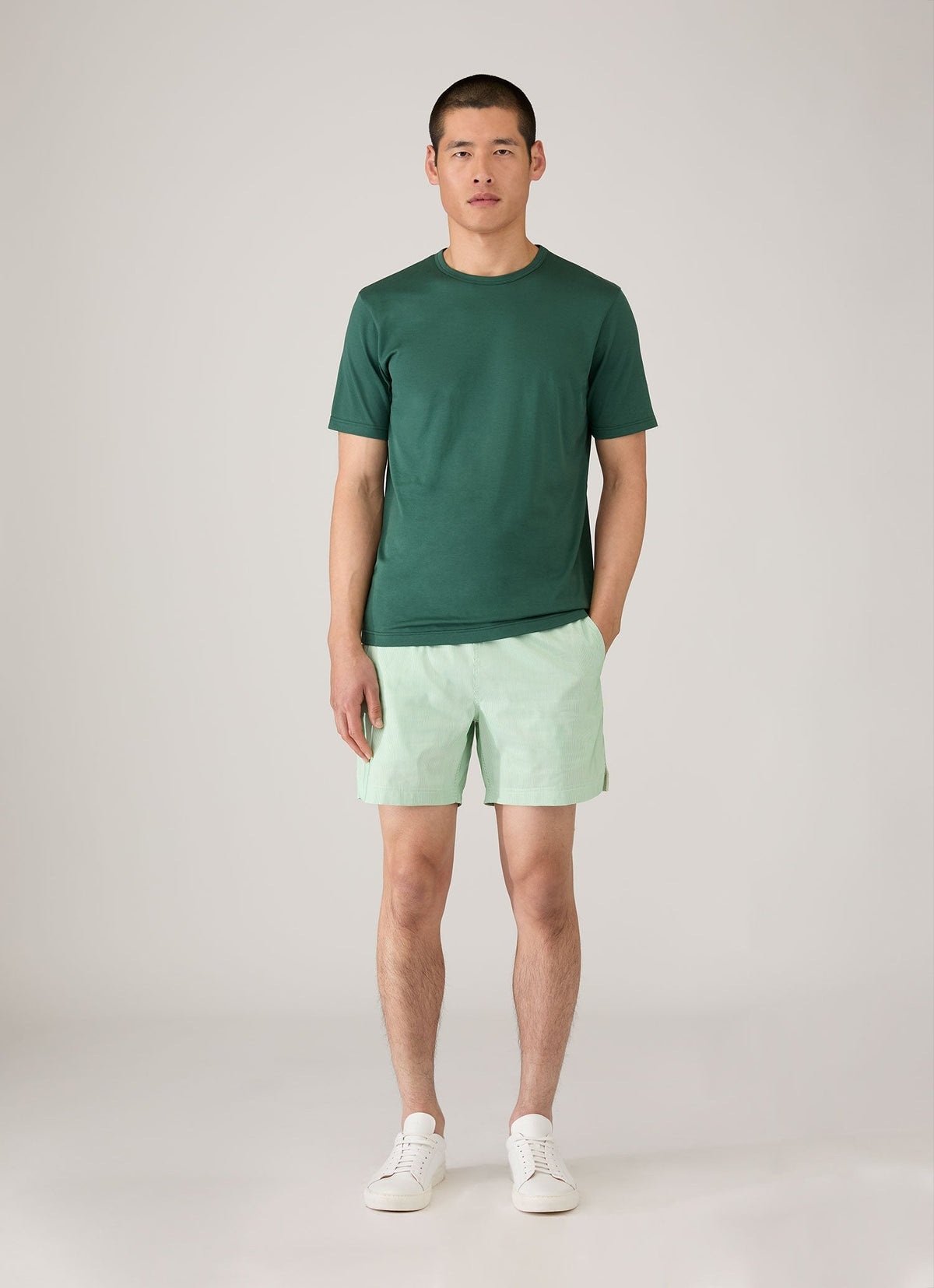 Mens Drawstring Swim Shorts In Bright Green White Mshr3705Fs Ston