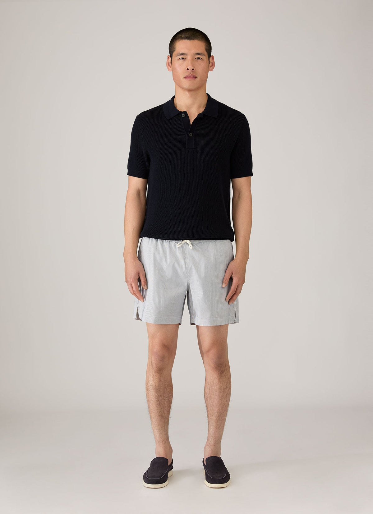 Mens Drawstring Swim Shorts In Navy White Mshr3705Fs Stop