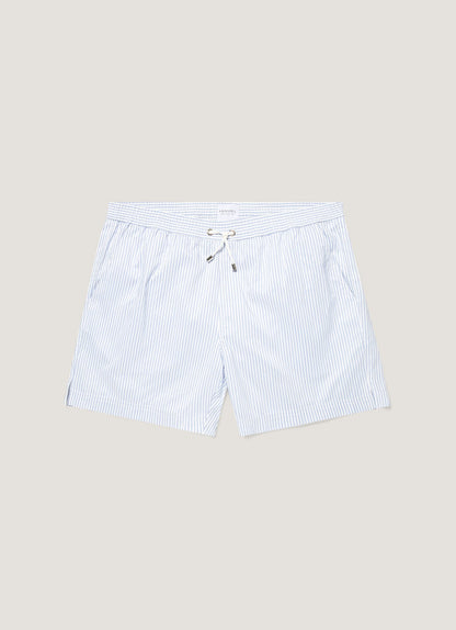 Mens Drawstring Swim Short In White Cool Blue Mshr3705S Stmj