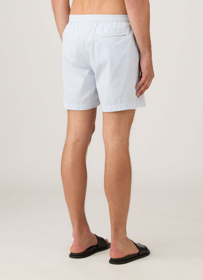 Mens Drawstring Swim Short In White Cool Blue Mshr3705S Stmj