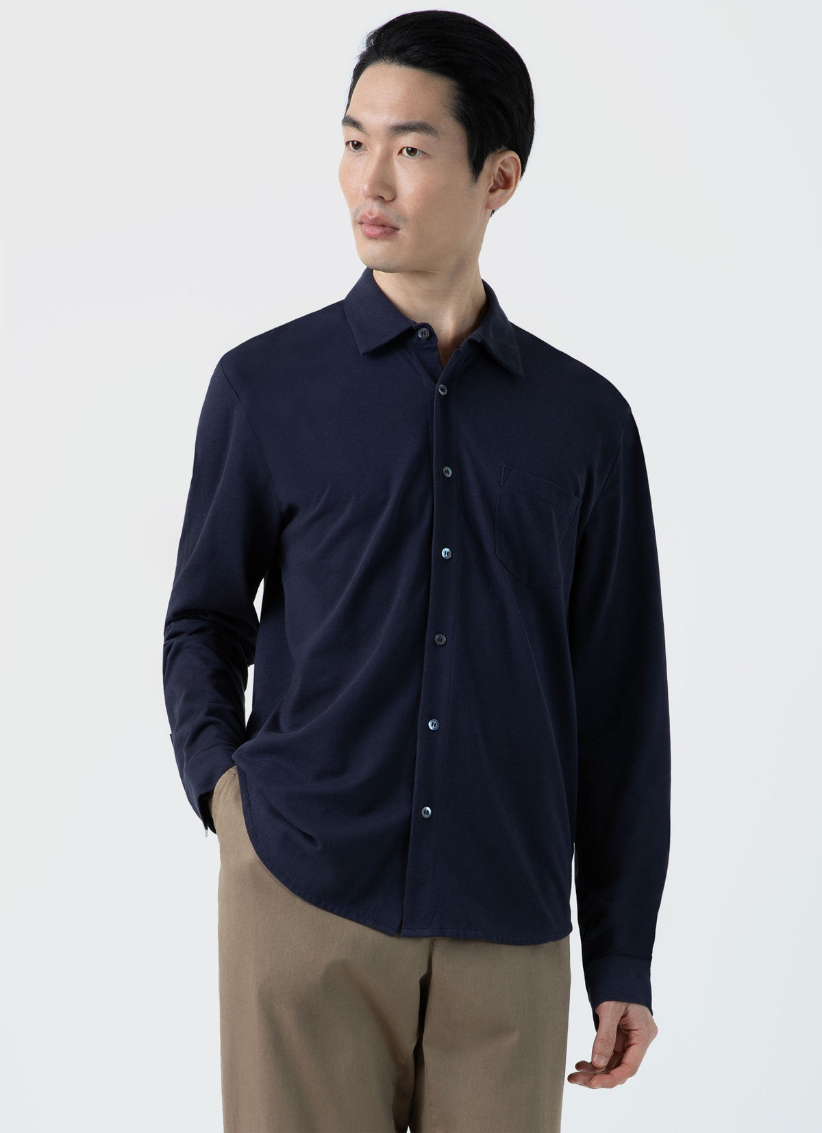 Mens Pima Pique Shirt In Navy