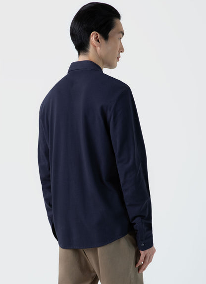 Mens Pima Pique Shirt In Navy
