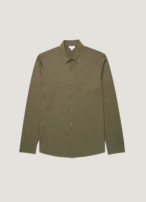 Mens Classic Jersey Shirt In Khaki Msht2047 Gngy