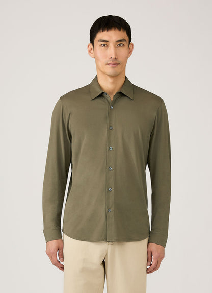 Mens Classic Jersey Shirt In Khaki Msht2047 Gngy