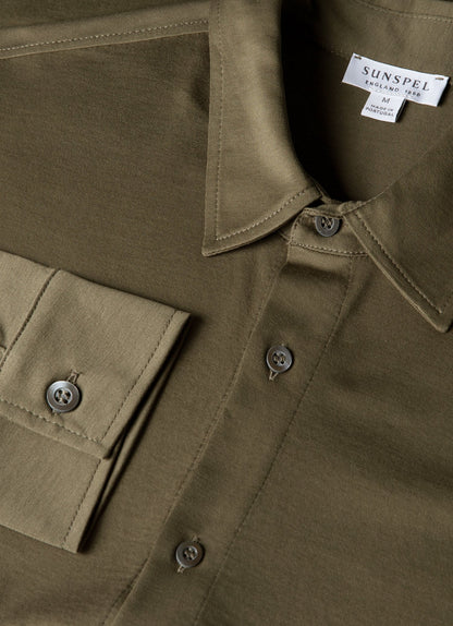 Mens Classic Jersey Shirt In Khaki Msht2047 Gngy