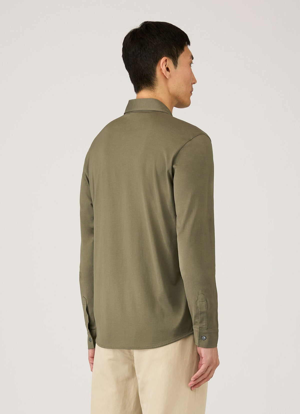 Mens Classic Jersey Shirt In Khaki Msht2047 Gngy