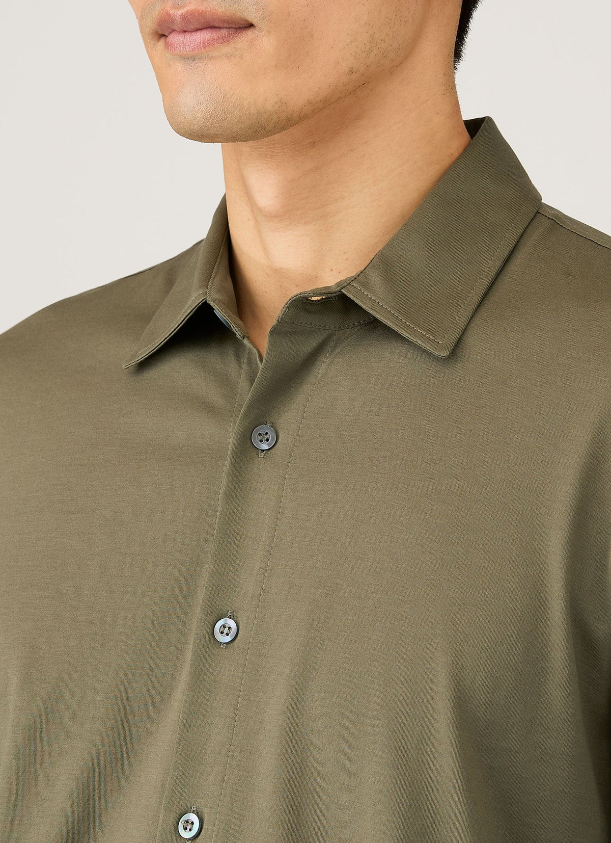 Mens Classic Jersey Shirt In Khaki Msht2047 Gngy