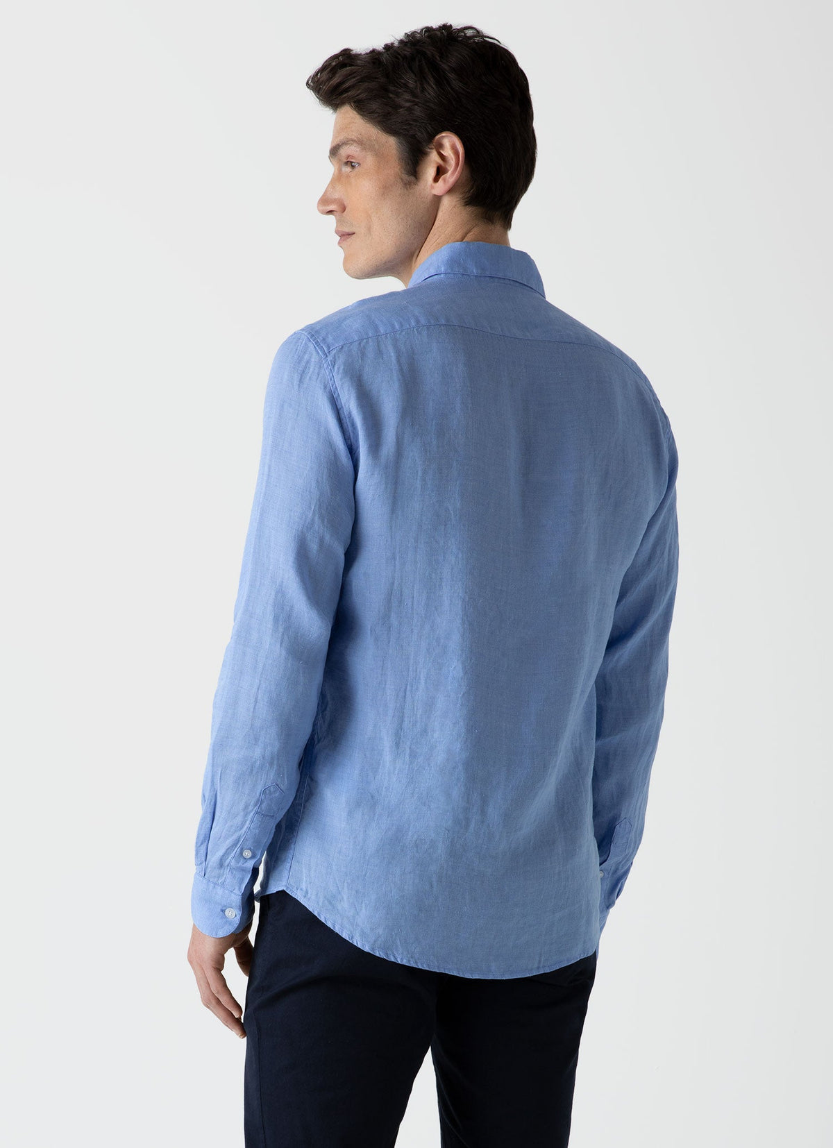 Mens Linen Long Sleeve Shirt In Cool Blue Msht2061 Busw