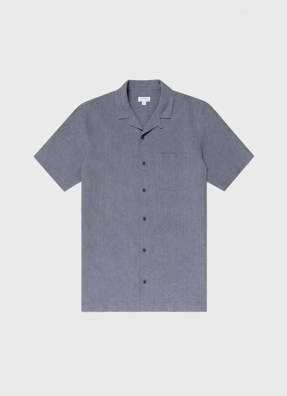 Mens Cotton Linen Shirt In Light Navy Melange Msht2066 Butd