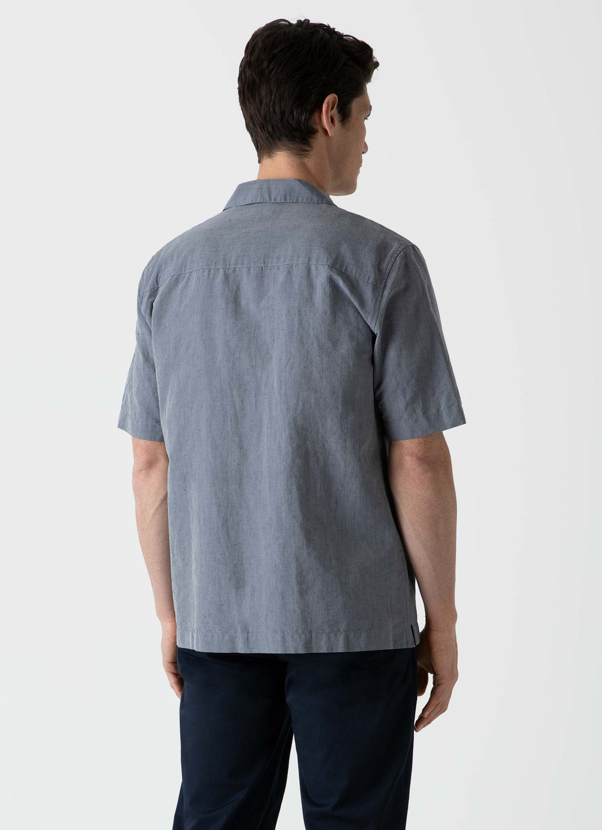 Mens Cotton Linen Shirt In Light Navy Melange Msht2066 Butd