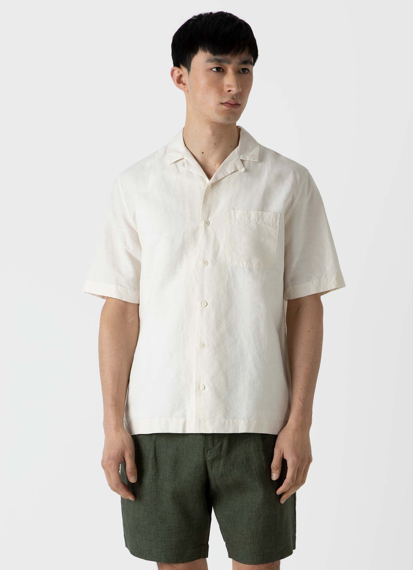Mens Cotton Linen Shirt In Ecru Msht2066 Whcr