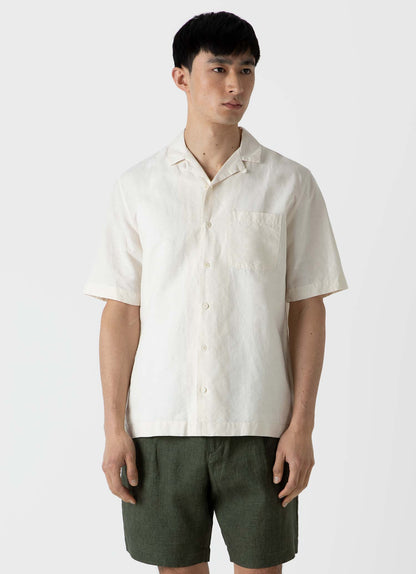 Mens Cotton Linen Shirt In Ecru Msht2066 Whcr