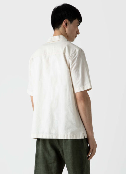 Mens Cotton Linen Shirt In Ecru Msht2066 Whcr