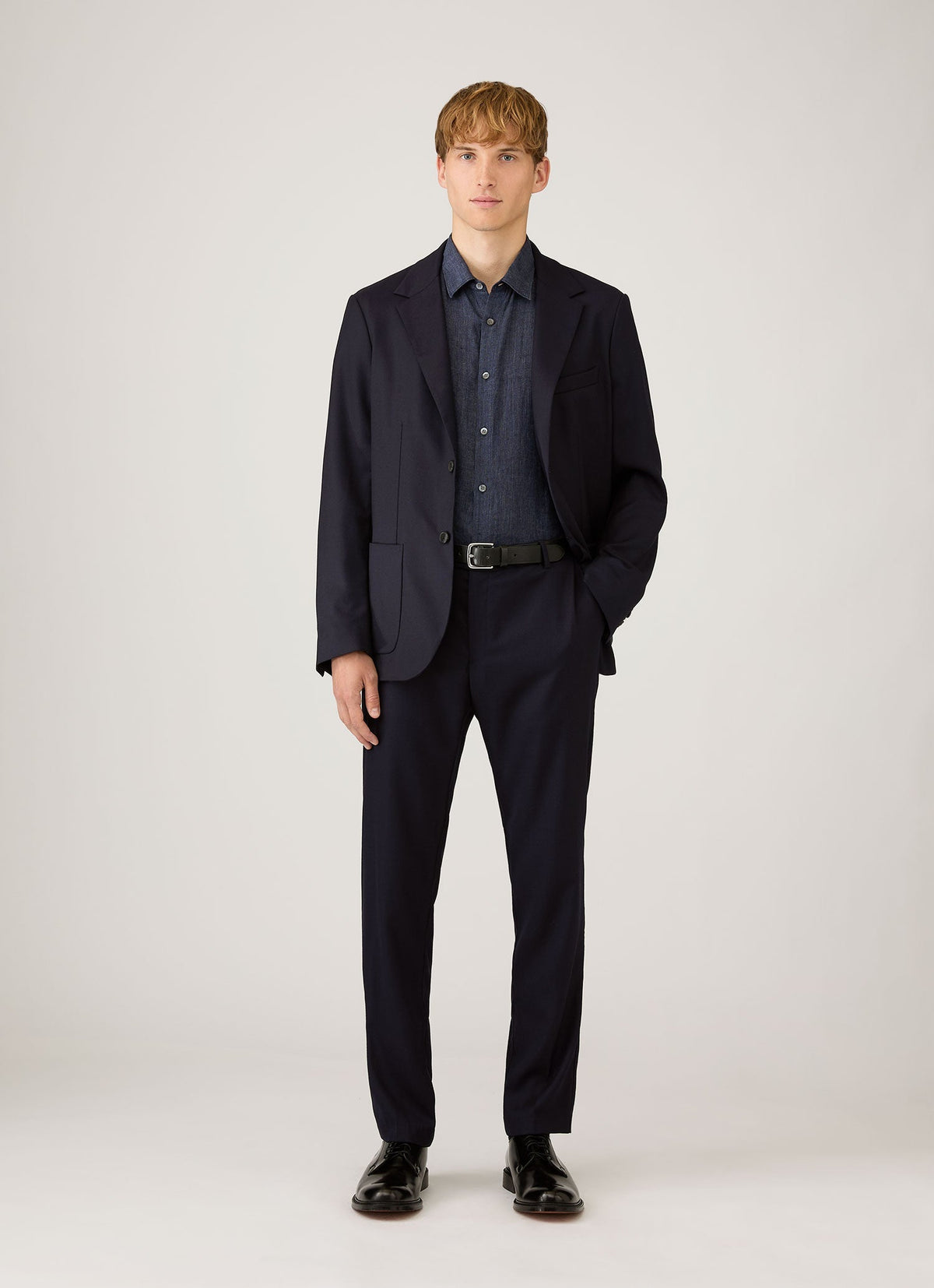Mens Linen Shirt In Navy Melange Msht2106 Buag