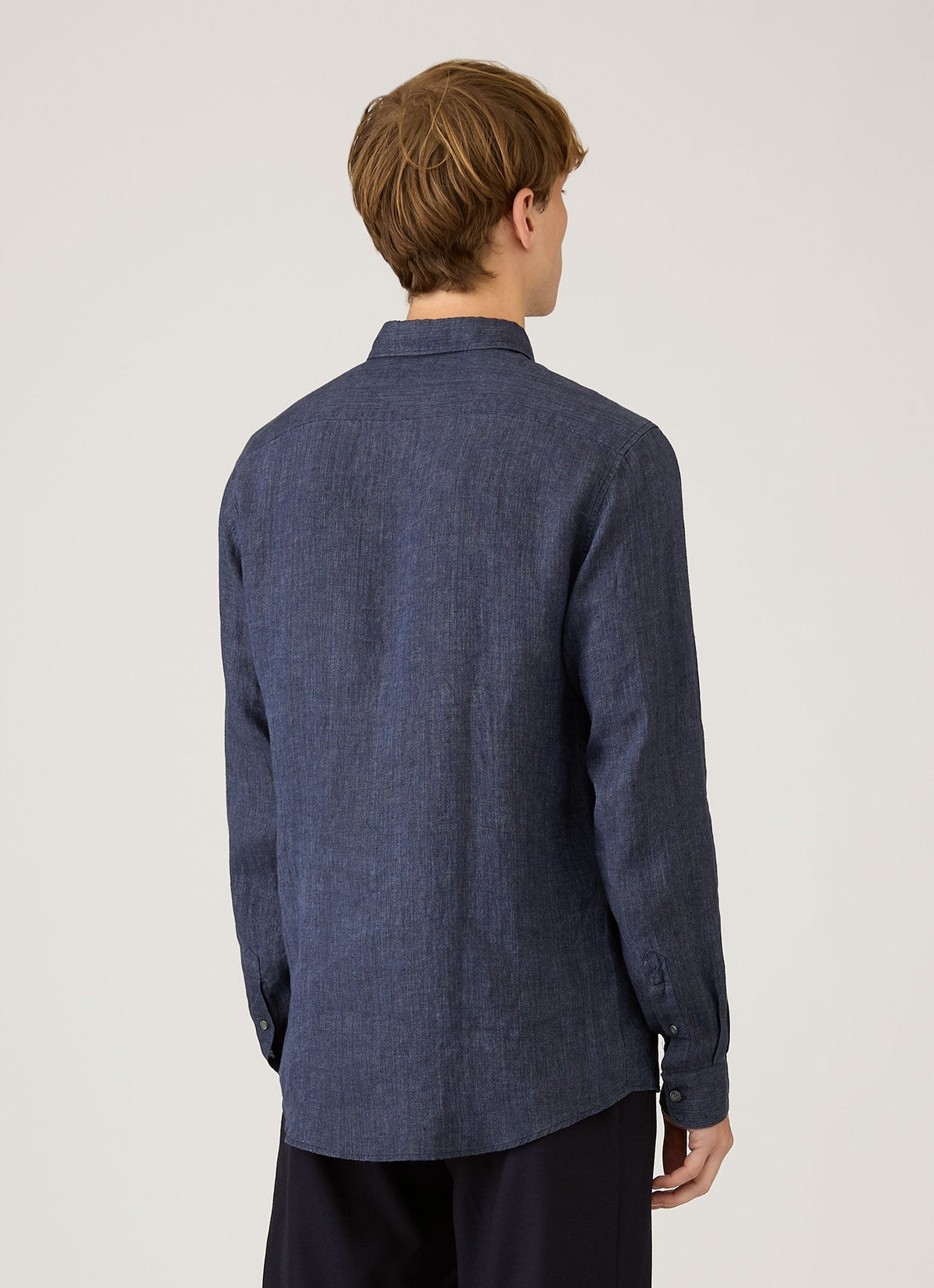 Mens Linen Shirt In Navy Melange Msht2106 Buag