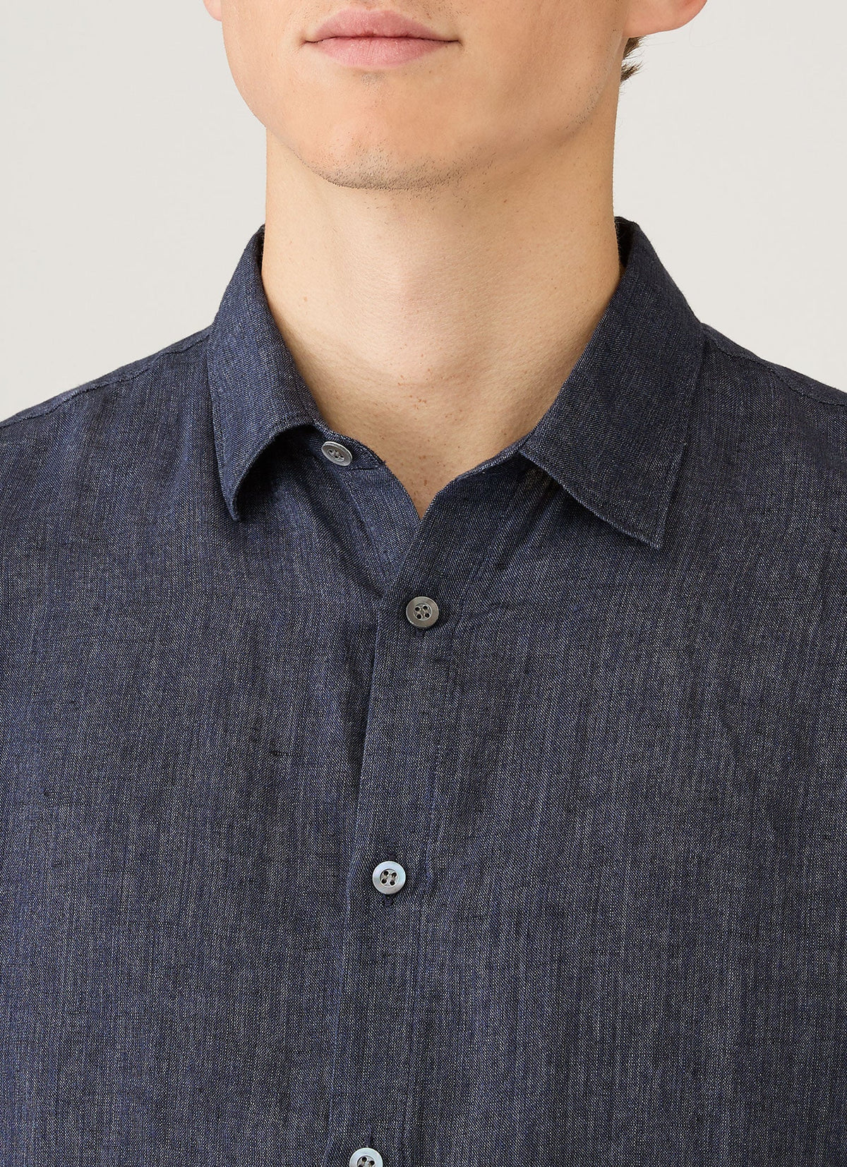 Mens Linen Shirt In Navy Melange Msht2106 Buag