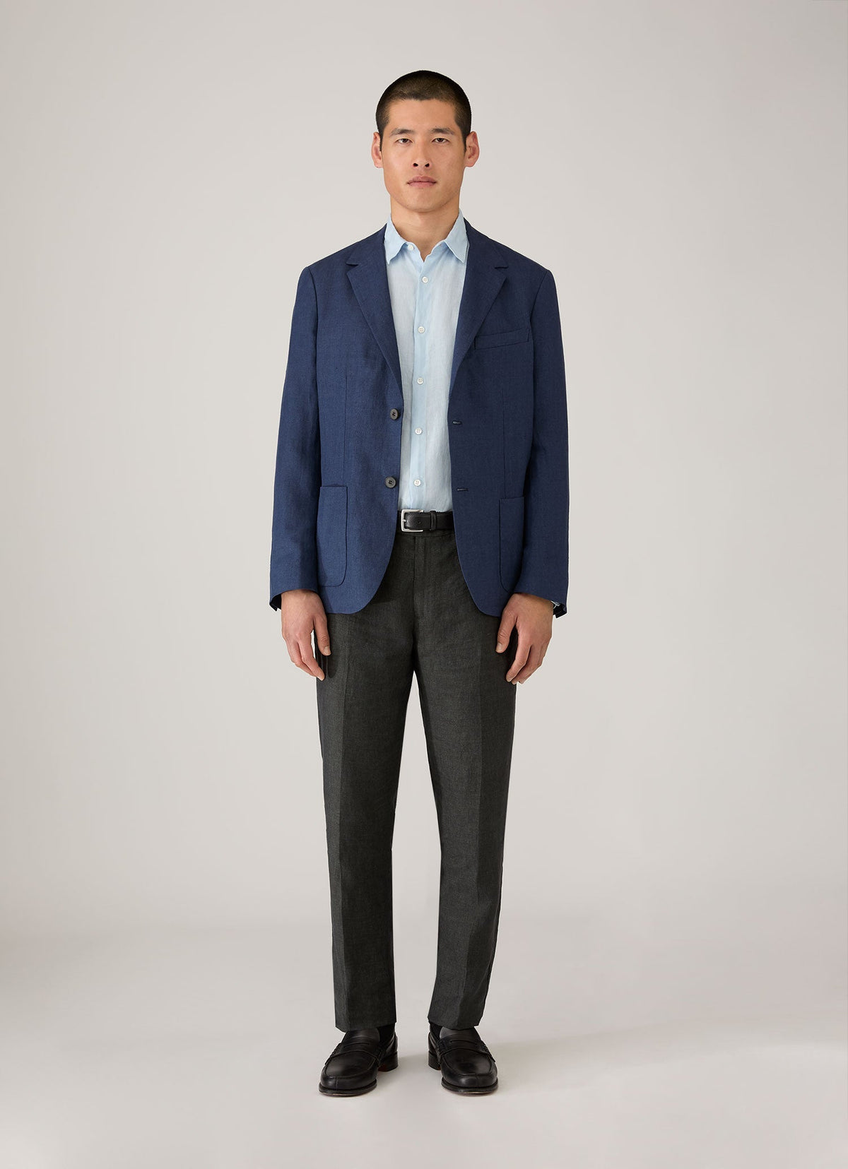 Mens Linen Shirt In Light Blue Msht2106 Buwg