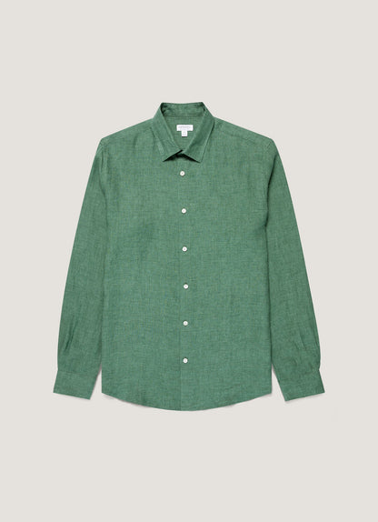 Mens Linen Shirt In Bright Green Msht2106 Gnjc