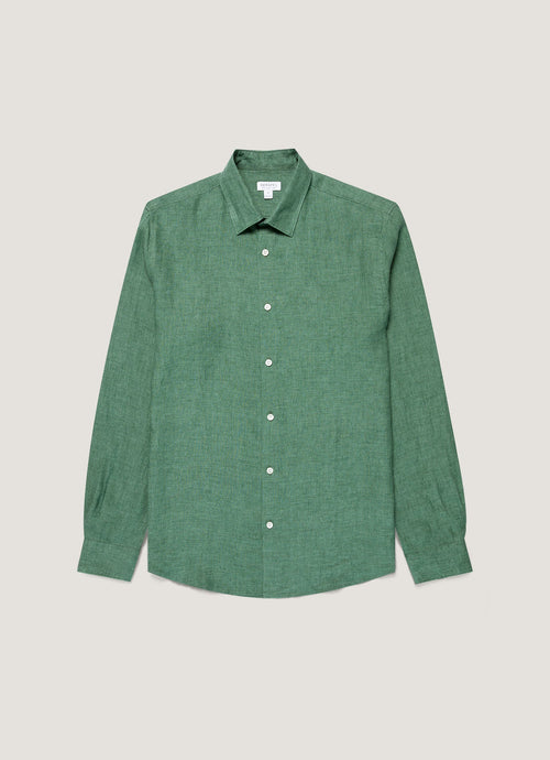Mens Linen Shirt In Bright Green Msht2106 Gnjc