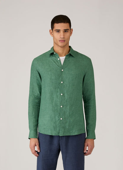 Mens Linen Shirt In Bright Green Msht2106 Gnjc