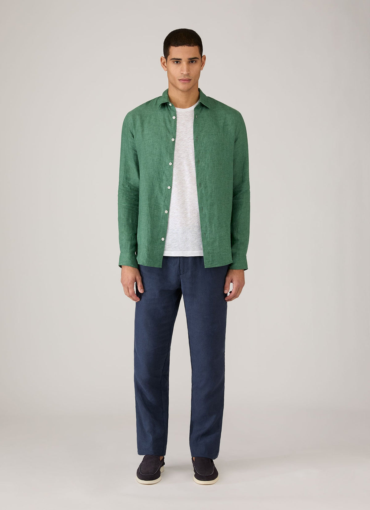 Mens Linen Shirt In Bright Green Msht2106 Gnjc