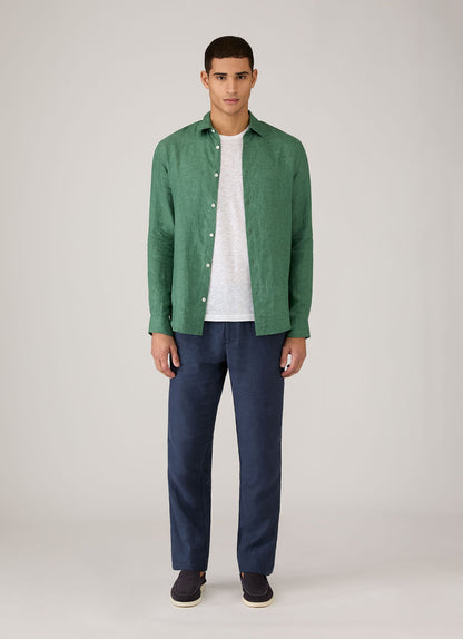 Mens Linen Shirt In Bright Green Msht2106 Gnjc
