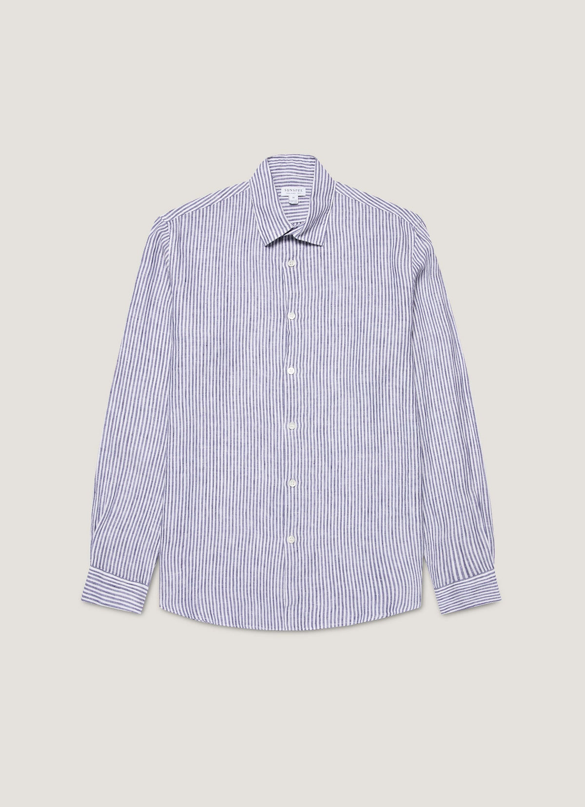Men S Linen Long Sleeve Shirt In Navy White Linen Stripe Msht2061 Stib