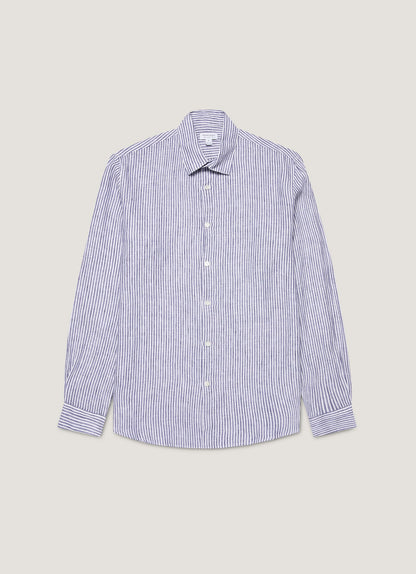 Mens Linen Shirt In White Navy Msht2106 Stoa