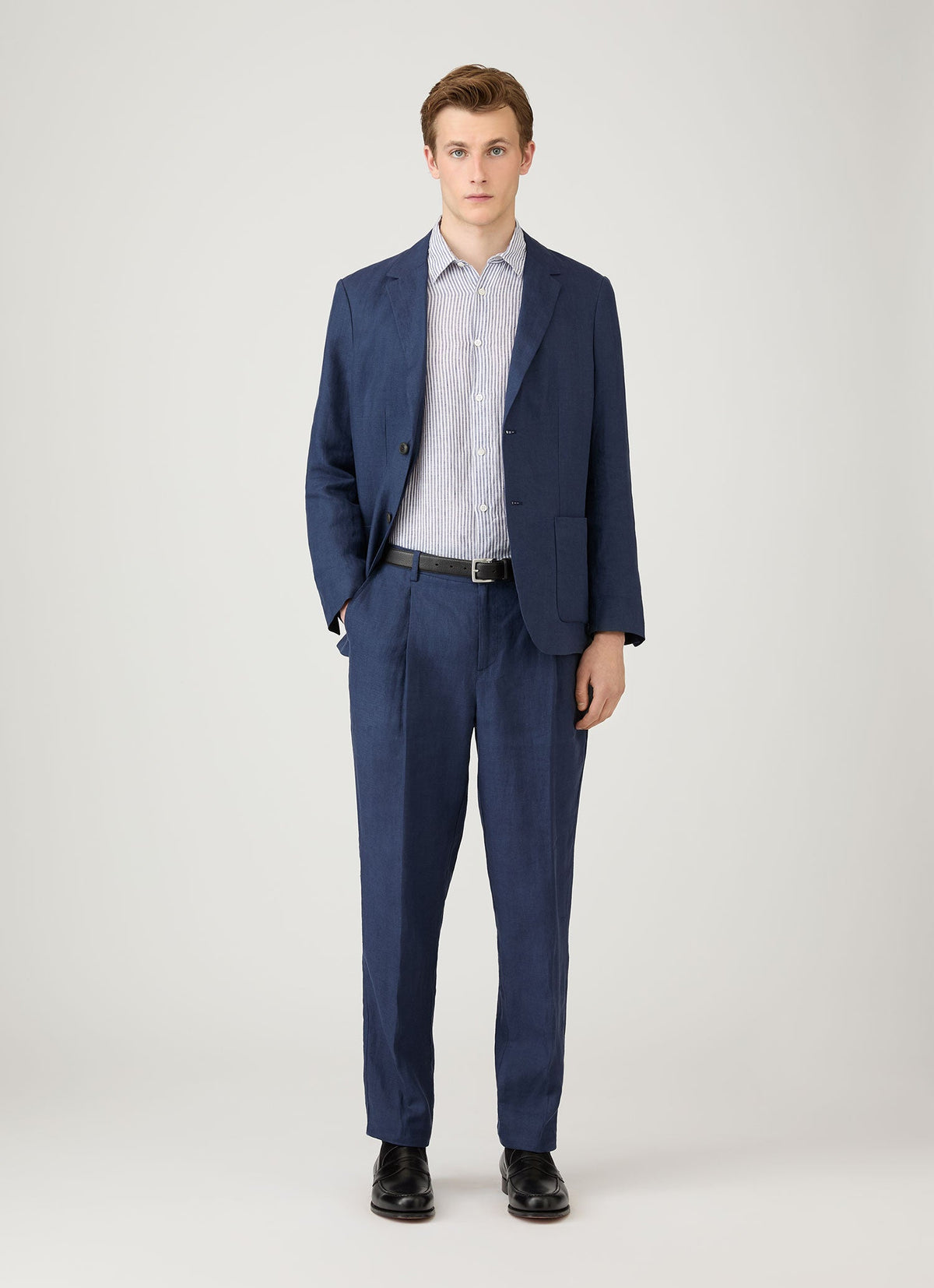 Mens Linen Shirt In White Navy Msht2106 Stoa