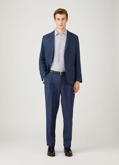 Mens Linen Shirt In White Navy Msht2106 Stoa