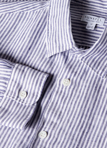 Mens Linen Shirt In White Navy Msht2106 Stoa