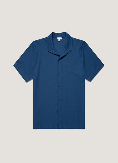 Mens Short Sleeve Textured Jersey Shirt In Soft Denim Msht2109 Buwc