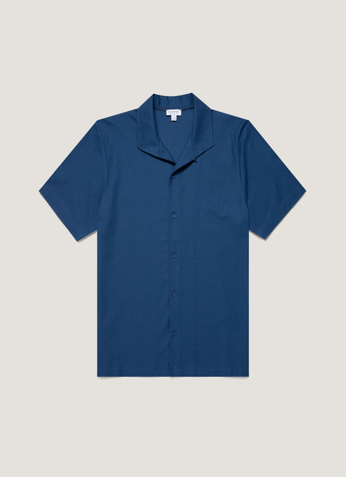 Mens Short Sleeve Textured Jersey Shirt In Soft Denim Msht2109 Buwc