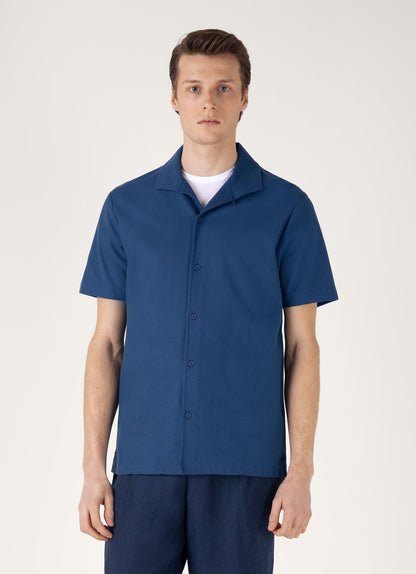 Mens Short Sleeve Textured Jersey Shirt In Soft Denim Msht2109 Buwc