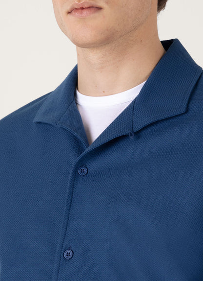 Mens Short Sleeve Textured Jersey Shirt In Soft Denim Msht2109 Buwc