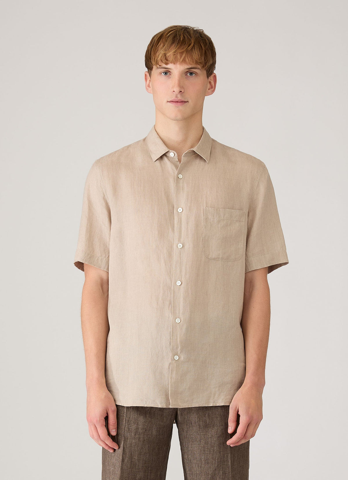 Mens Short Sleeve Linen Shirt In Hazelwood Msht2119 Brgt