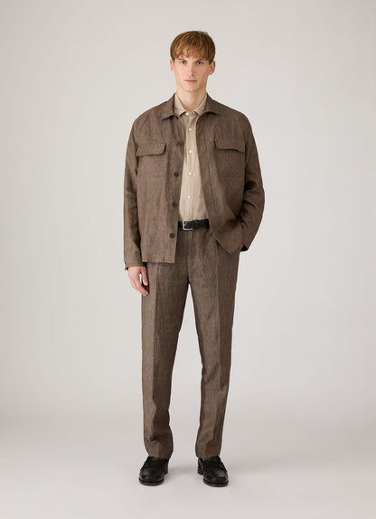 Mens Short Sleeve Linen Shirt In Hazelwood Msht2119 Brgt