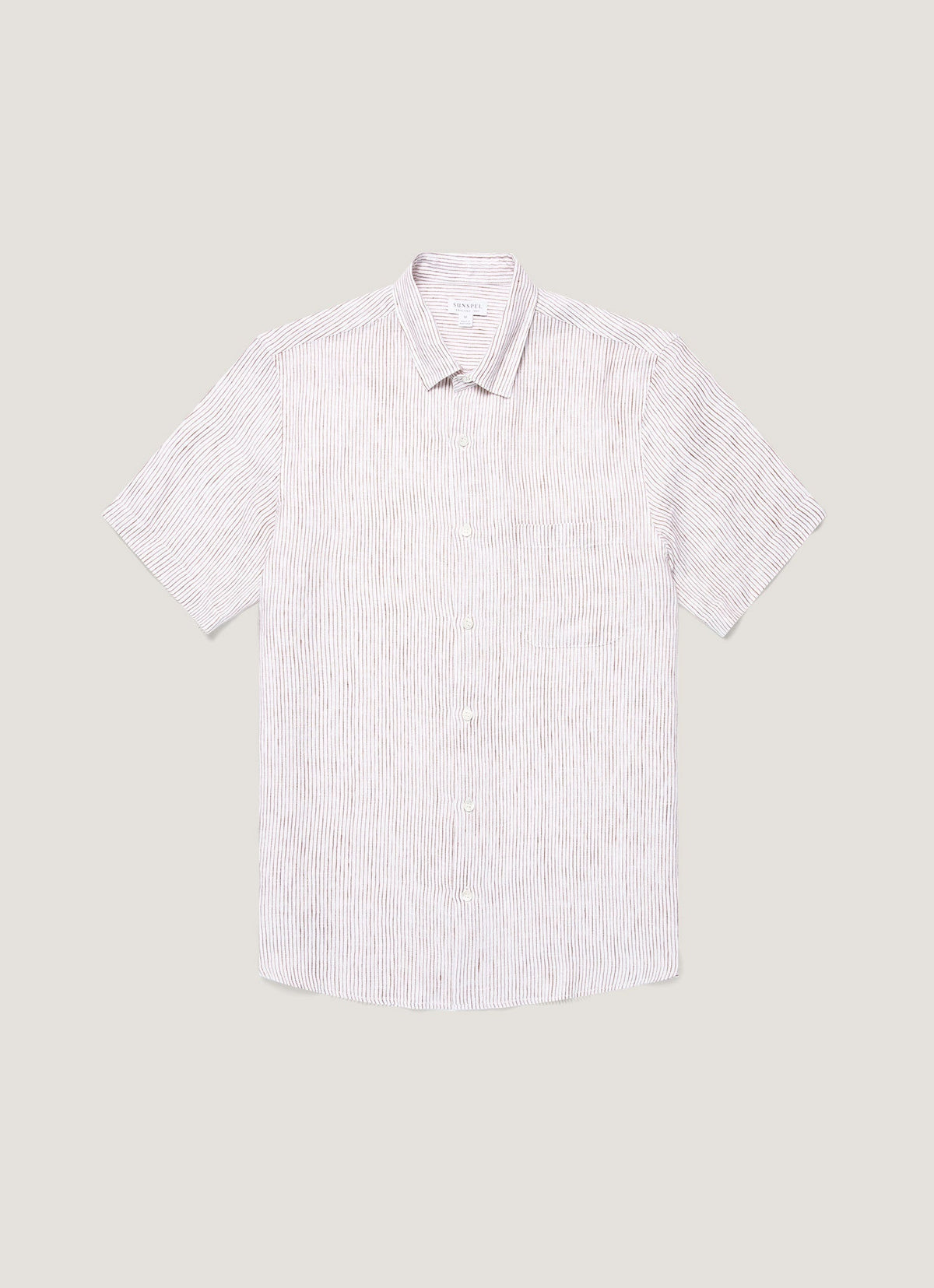 Mens Short Sleeve Linen Shirt In White Dark Chocolate Msht2119 Stok