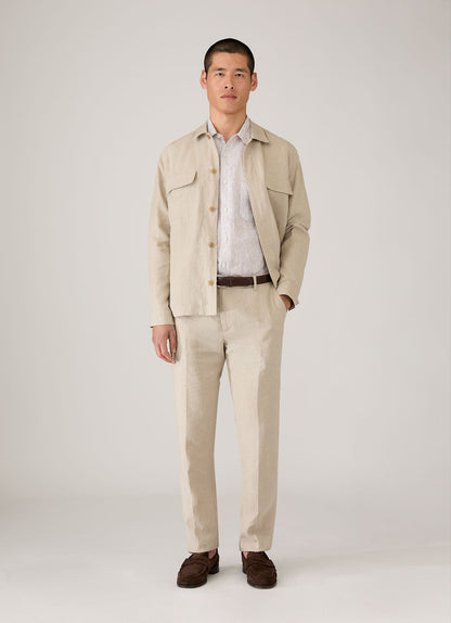 Mens Short Sleeve Linen Shirt In White Dark Chocolate Msht2119 Stok